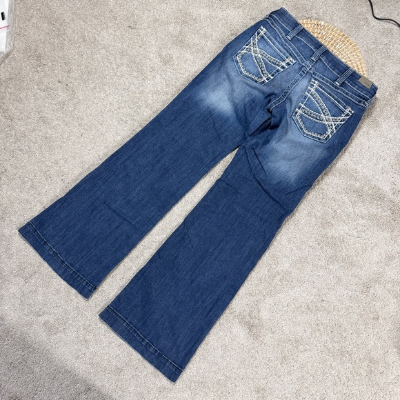Ariat Denim Women’s Marine Trouser Jeans Wide Leg Mid Rise Stretch Entwined 30 - Picture 6 of 15
